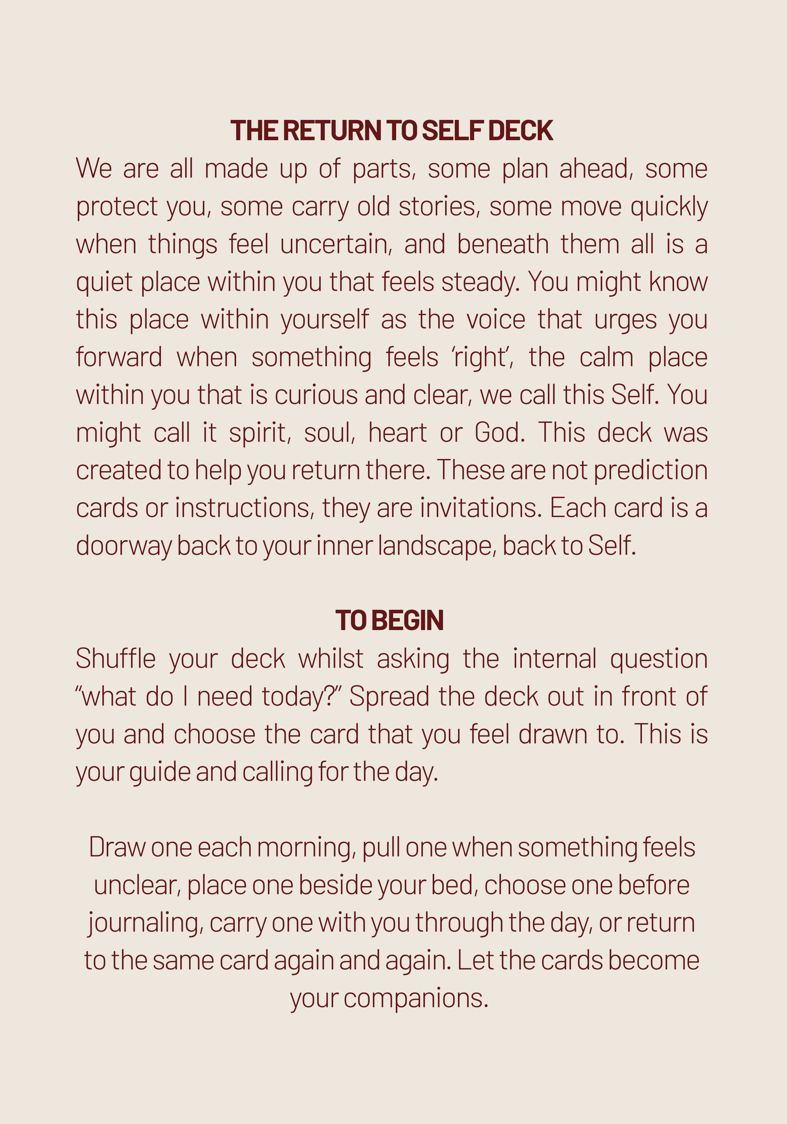 The Return To Self Deck - Pre-order, shipping July